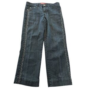 CosJeans Embellished Rhinestone Dark Wash Denim Straight Leg Jeans 10P 32x27